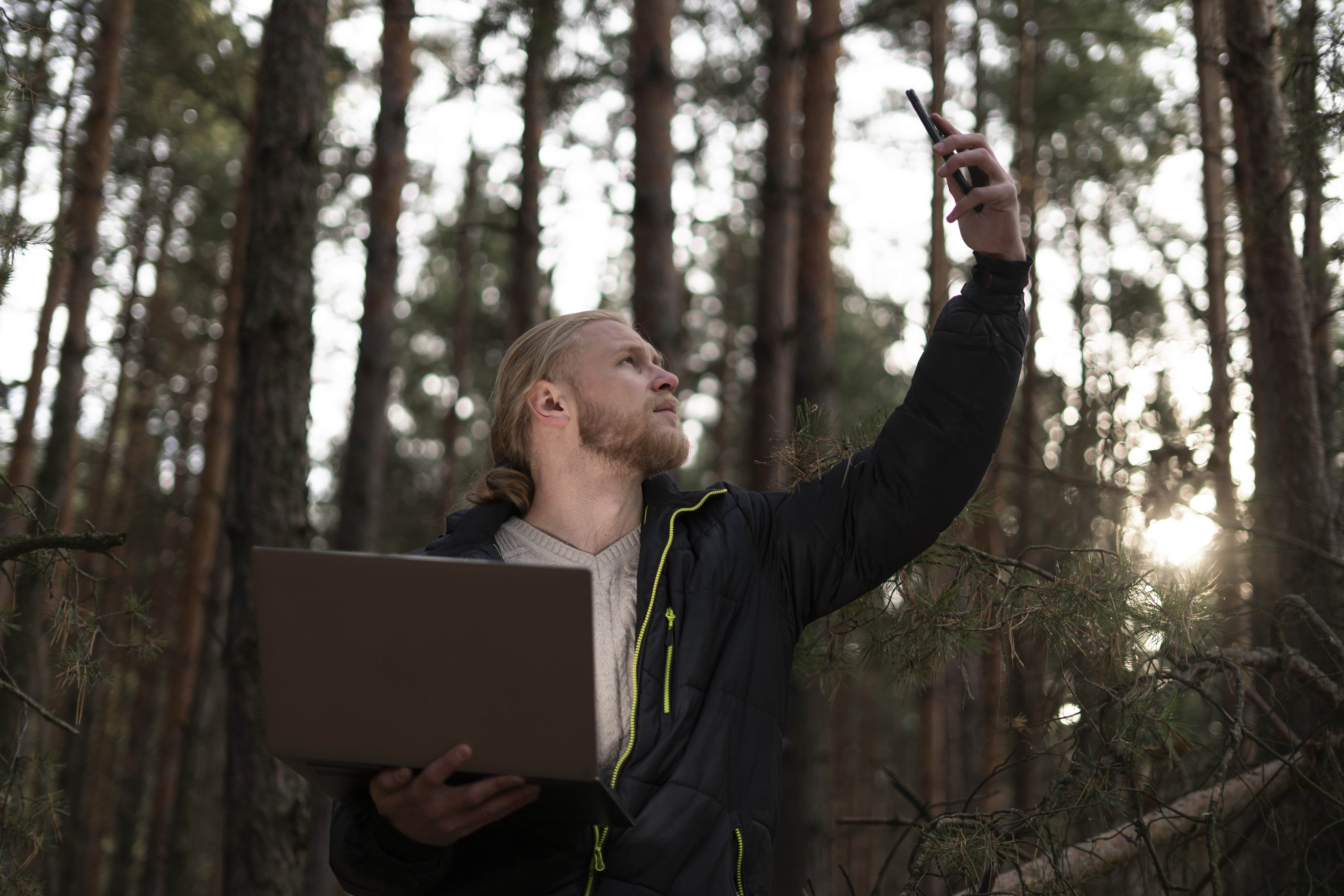 young digital nomad traveling winter time min
